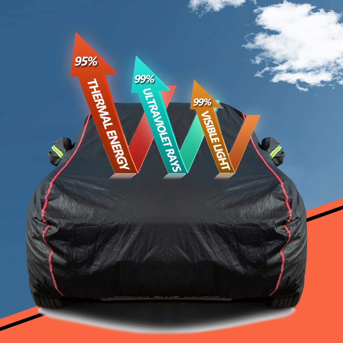 AUQDD 6-Layers PEVA New Material Sedan SUV Full Padded Car Cover Waterproof All Weather Weatherproof UV Sun Protection Snow Dust